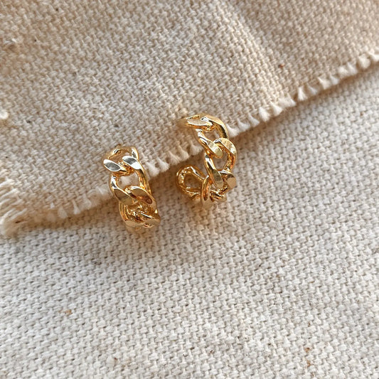 Petite Gold Filled Cuban C-Hoop Stud Earrings
