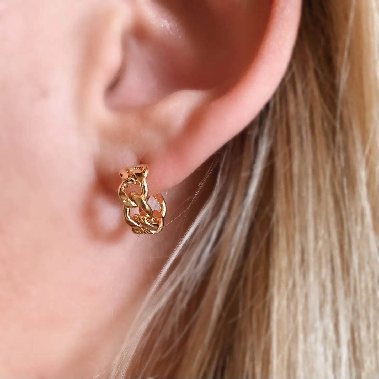 Petite Gold Filled Cuban C-Hoop Stud Earrings