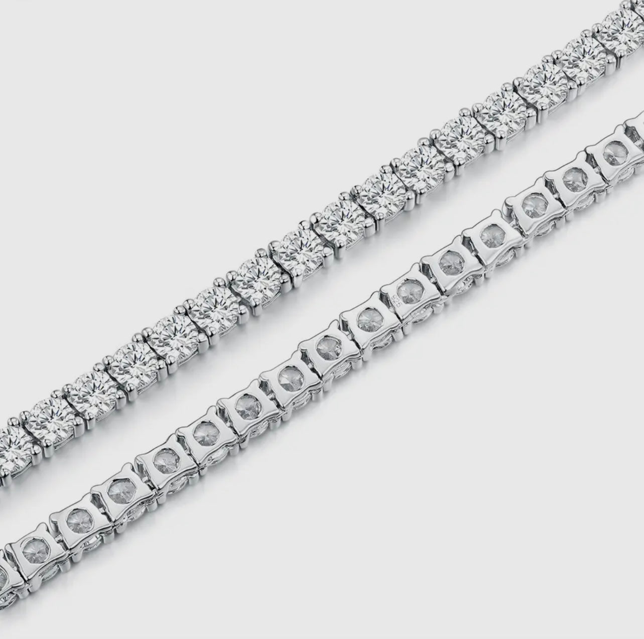 Solid 925 Sterling Silver Tennis Chain
Aaa Cz Stones One Row