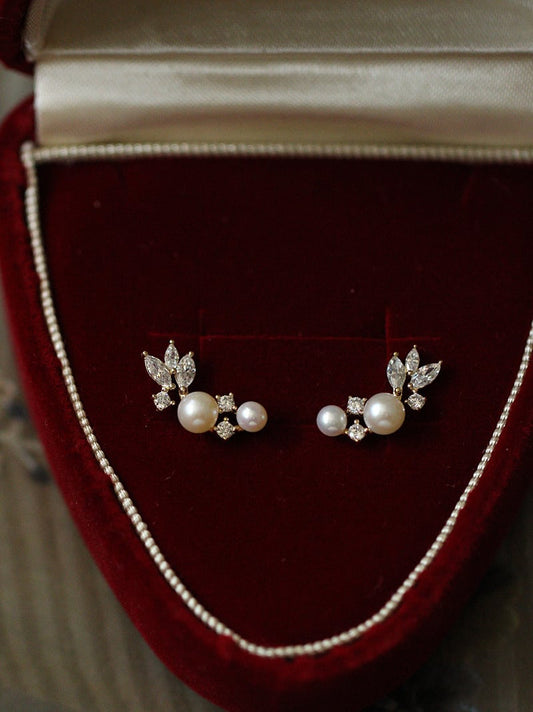 Pearl Wing Stud Earrings