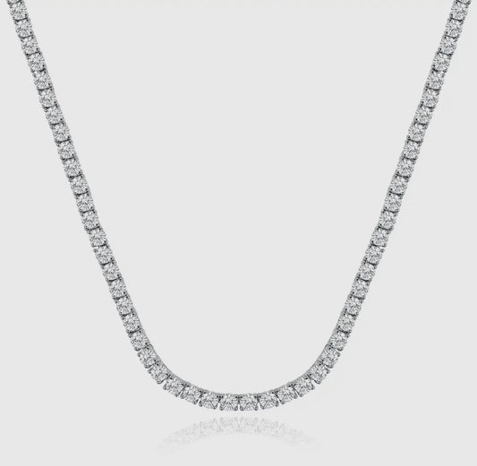 Solid 925 Sterling Silver Tennis Chain
Aaa Cz Stones One Row