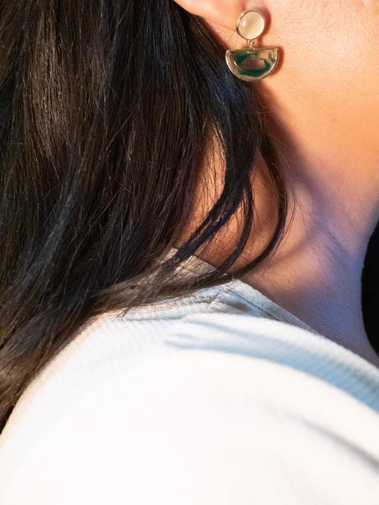 Resin green opal drop earrings